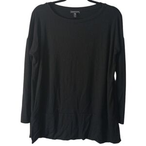 Eileen Fisher solid black classic long sleeve tshirt size extra small